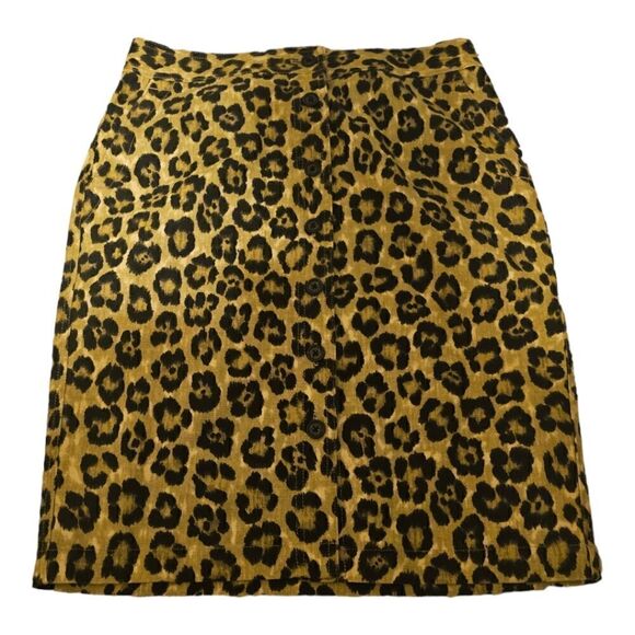 LAUREN RALPH LAUREN Leopard Linen Cotton Skirt - Size 6 - Picture 1 of 5